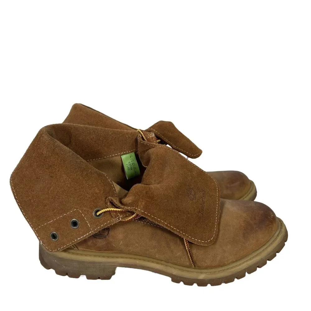 Timberland Women's Brown Leather Roll Top Lace Up Boots - 7.5 - Picture 1 of 8